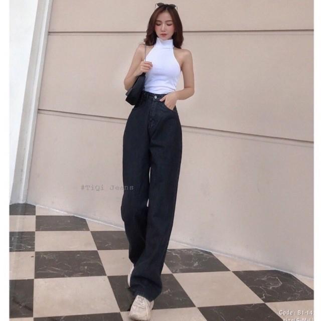 QUẦN JEAN ỐNG RỘNG KHUY EO FORM CHUẨN ĐẸP