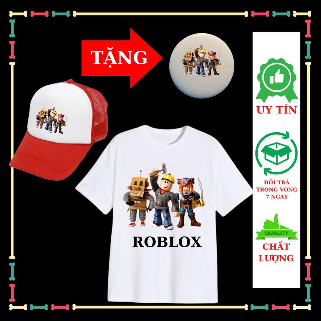 Set Áo phông trẻ em Roblox đủ size áo từ 10kg đến 90kg, kèm Mũ lưỡi trai cho bé, kèm huy hiệu Roblox