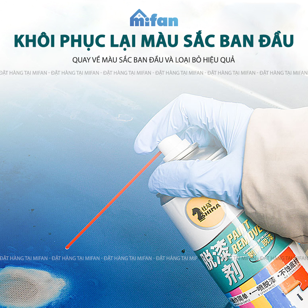 Bình Xịt Tẩy Sơn Dầu Cao Cấp Shima 450ml - Làm sạch nhanh vết sơn xịt ATM, PU, Acrylic, sắt, chống gỉ - Mifan Hàng Chính Hãng