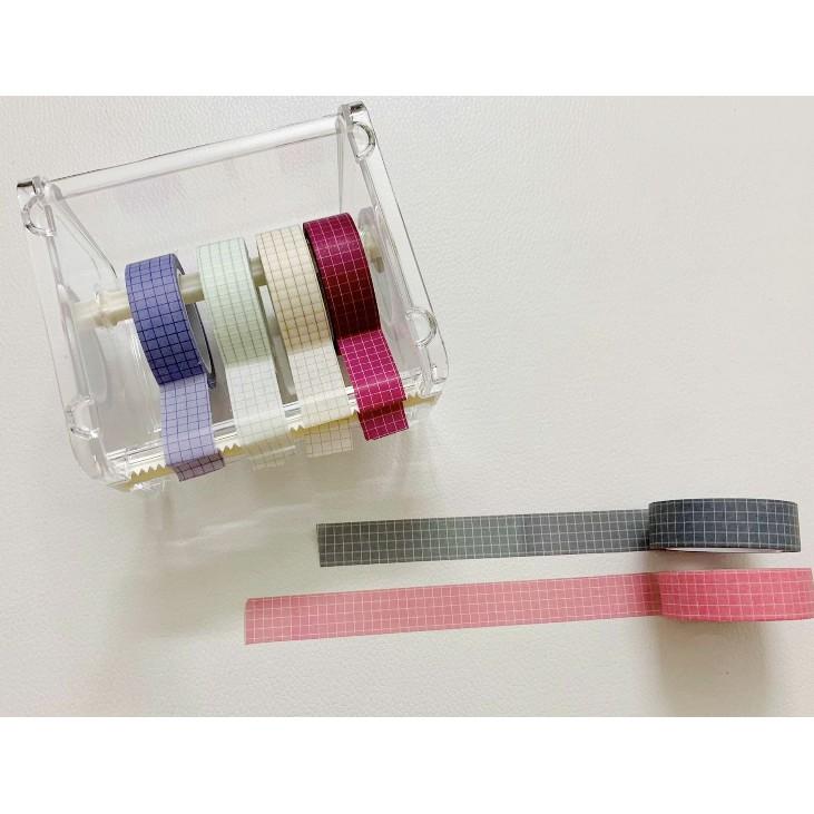 Cuộn Washi Tape Grid Màu - Băng Dính kẻ ô dài 10 mét