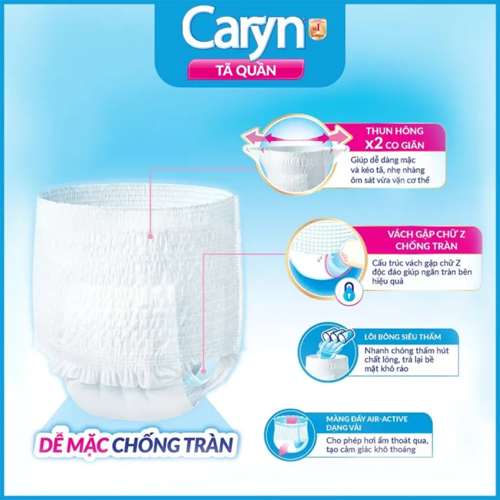 Tã quần mỏng nhẹ size M cho người lớn Caryn (16 miếng/gói)