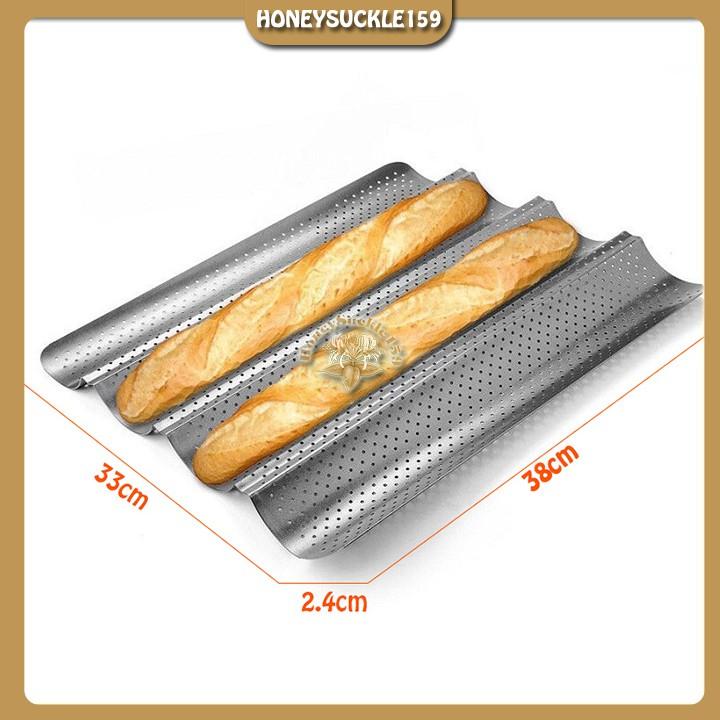 Khay Nướng Bánh Mì Pháp Baguette 4 Rãnh Chống Dính Lượn Sóng 38x33x2.5cm