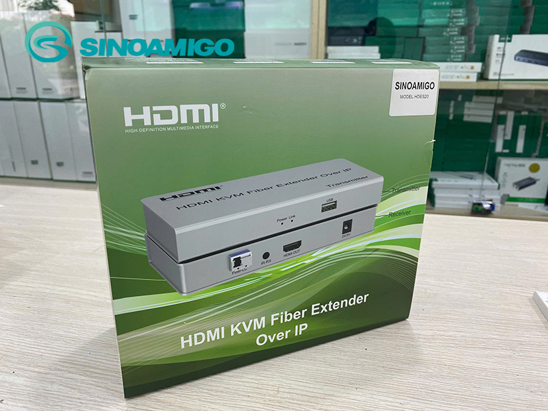 Bộ chuyển đổi HDMI sang quang 20km Sinoamigo HDES20 - Hỗ trợ KVM, IR, 2 cổng USB, Full HD - Hàng nhập khẩu chính hãng