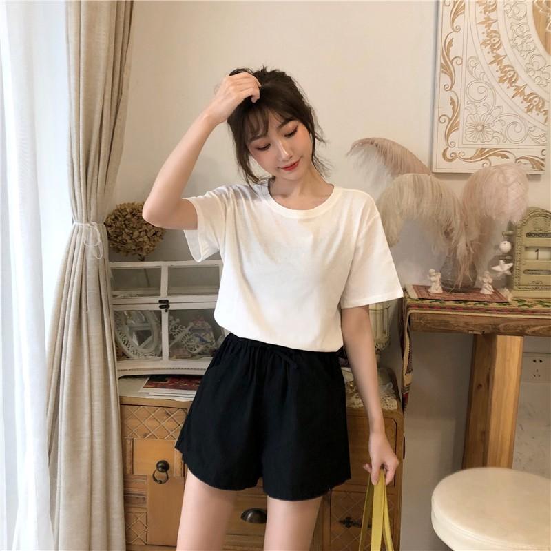 Quần đùi nữ trà my store chất đũi mặc mát nhẹ thoáng co giãn nhẹ short cạp cao phù họp cho chị em từ 38kg đến 65kg