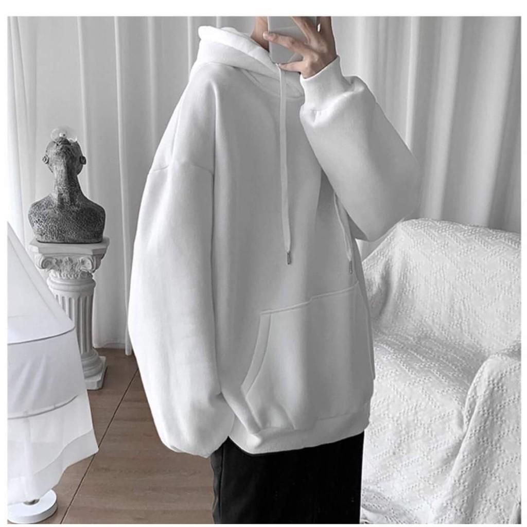 Áo Hoodie Trơn Nam Nữ Mặc Cặp Dáng Rộng Loại Đẹp Màu Đen Trắng HD101