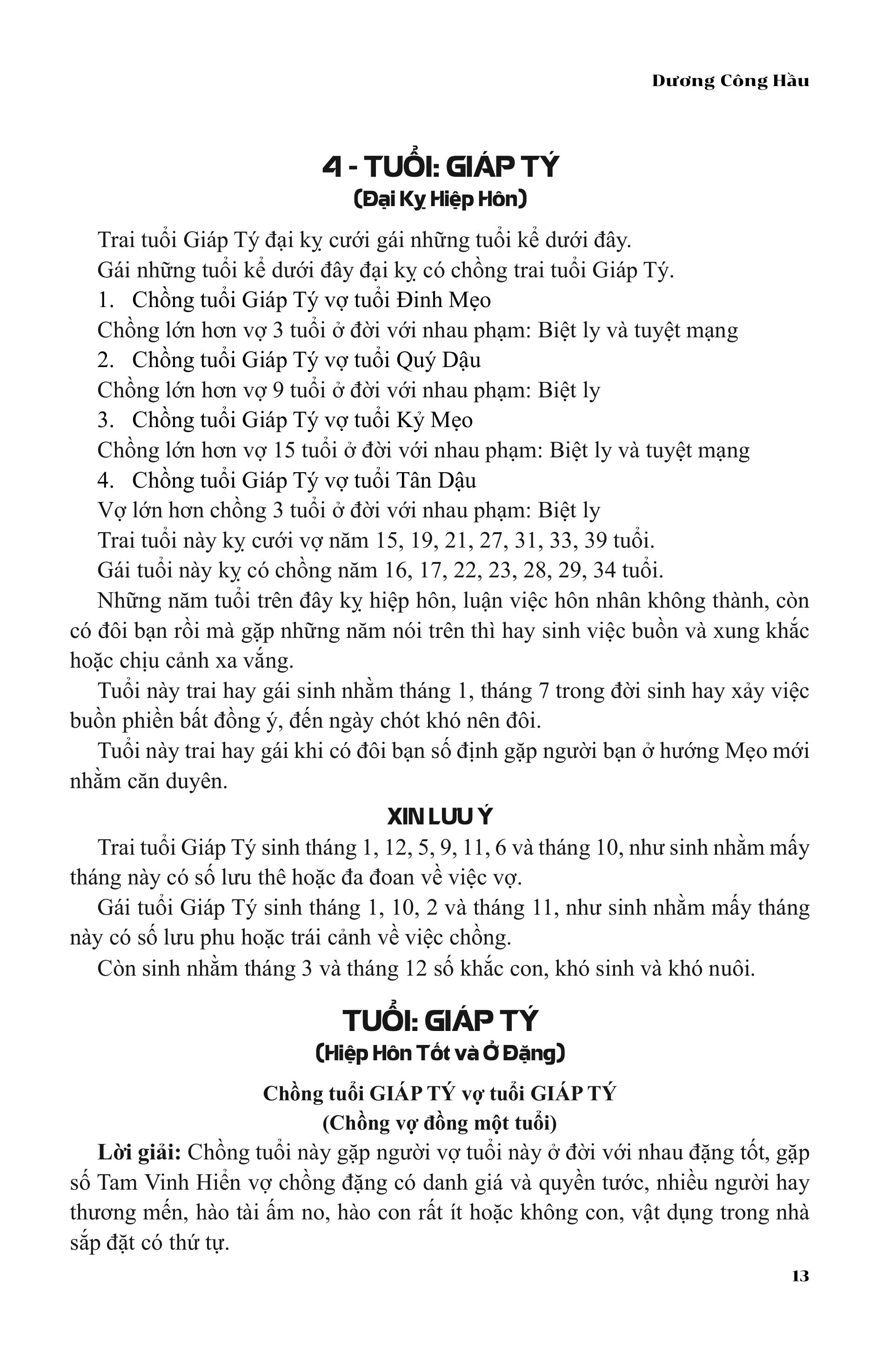 Sách - Căn Duyên Tiền Định - Sách Xem Tuổi Vợ Chồng - Dương Công Hầu