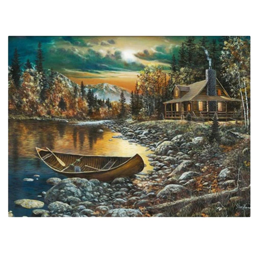 DIY 5D Diamond Painting Embroidery Cross Craft Stitch Home Decoration Arts Crafts, Lakeside 38x30cm