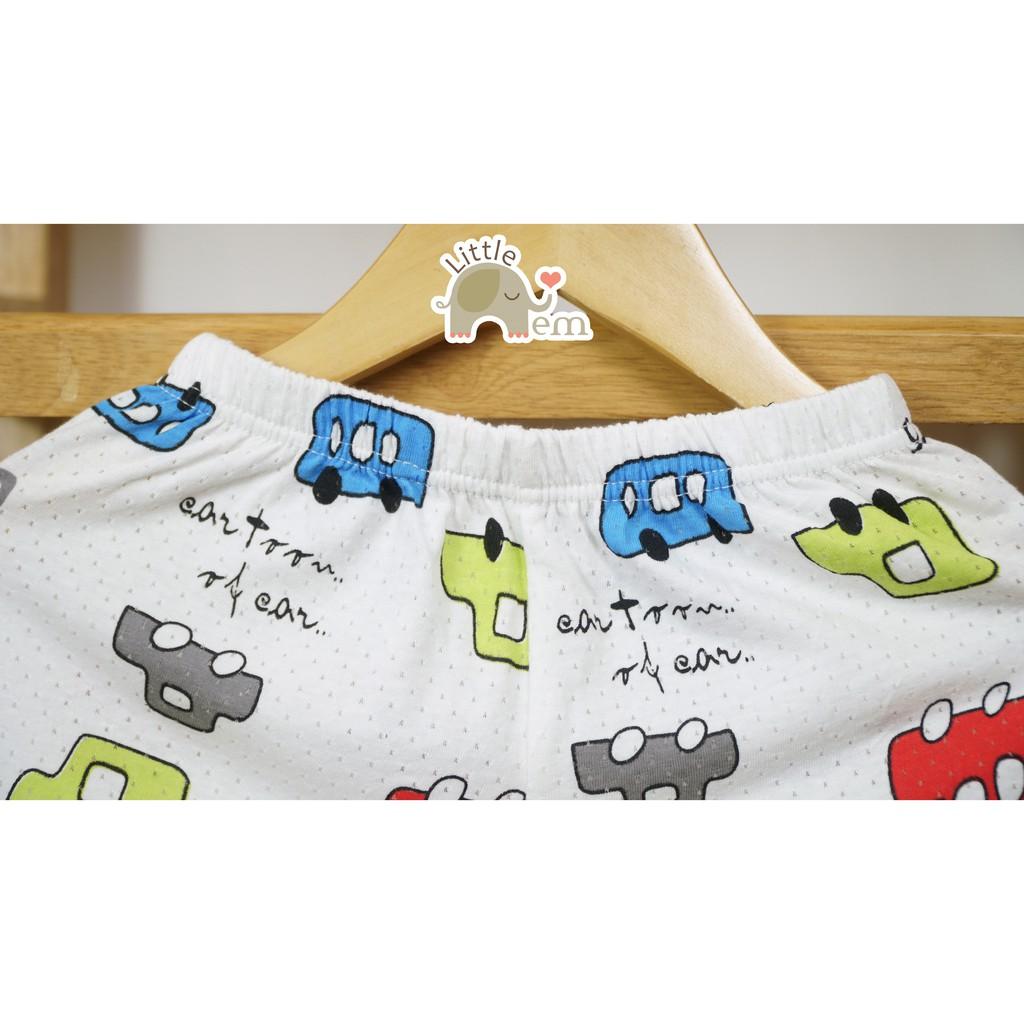 Bộ đồ bé trai Cotton tre cộc tay  _ White dinosaur