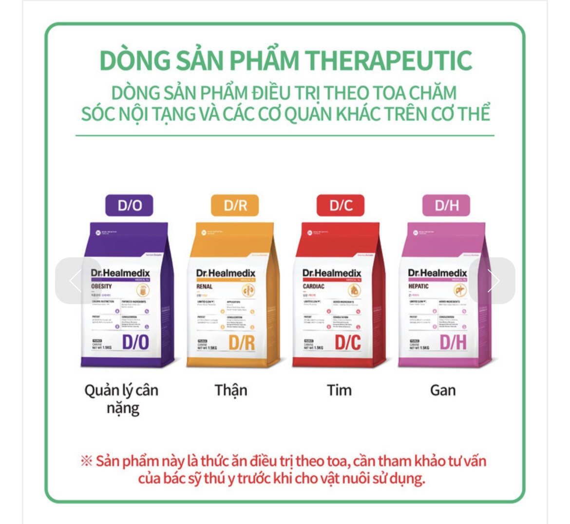THỨC ĂN HẠT PHÒNG VÀ HỖ TRỢ CÁC BỆNH THẬN VỀ CHO CHÓ - DR. HEALMEDIX RENAL 1,5kg