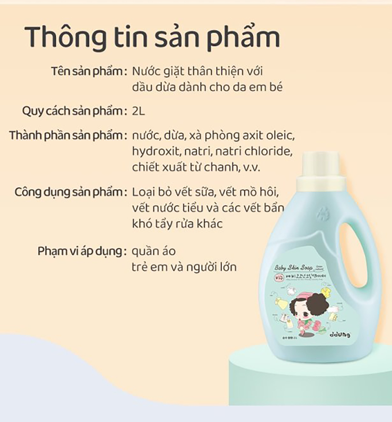 Nước giặt tinh dầu dừacho  mẹ&amp;bé cao cấp Hàn Quốc cả giặt máy và giặt tay.