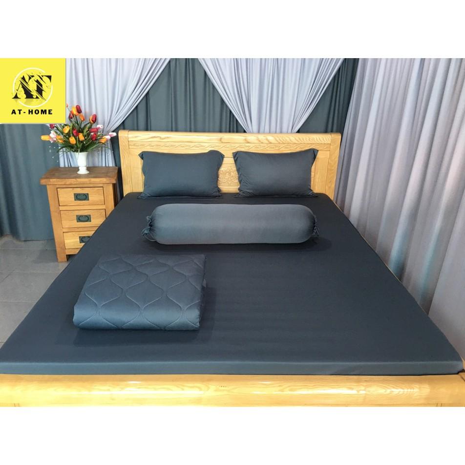 Bộ 4 Món Ga Gối Thun Mát Mềm Thun Lạnh Cao Cấp LAN PHAM BEDDING - Màu Xám Chì