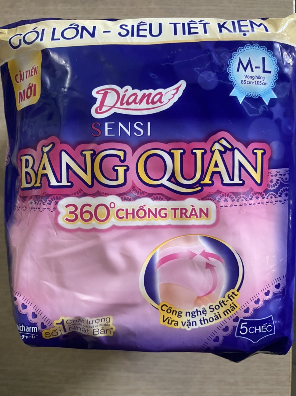 BVS SENSI DẠNG QUẦN GÓI 5 MIẾNG (SIZE M-L)