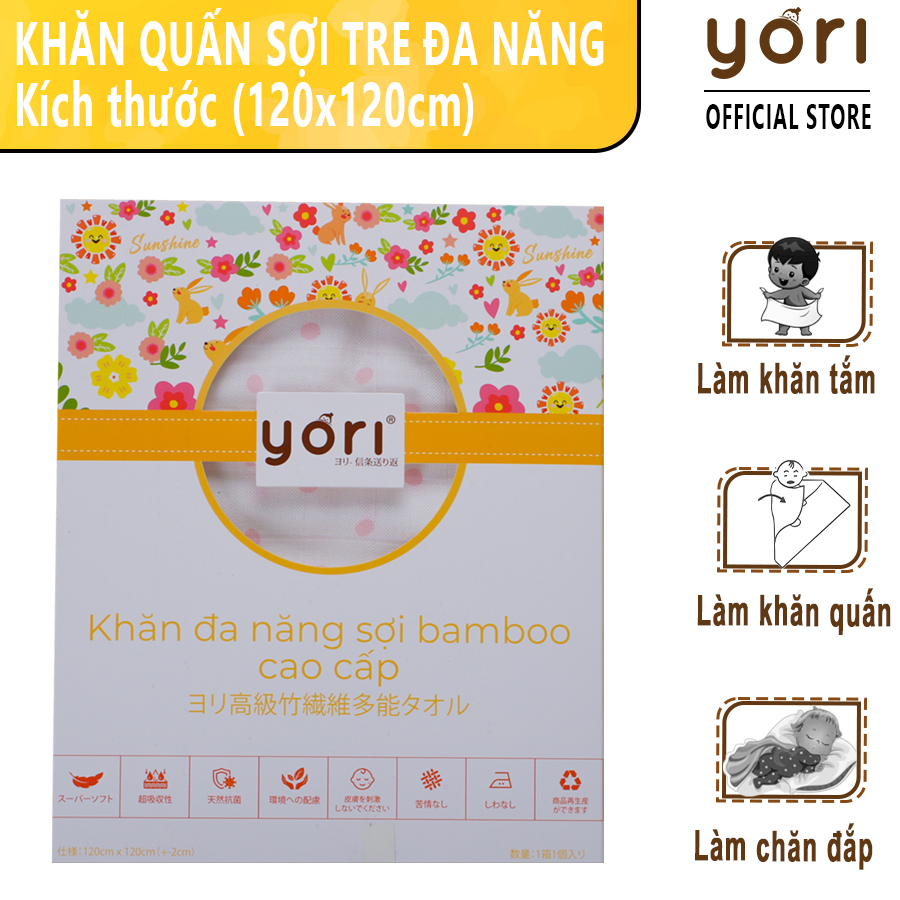 Khăn quấn sợi tre cho bé sơ sinh hình chấm bi (120x120cm) Yori