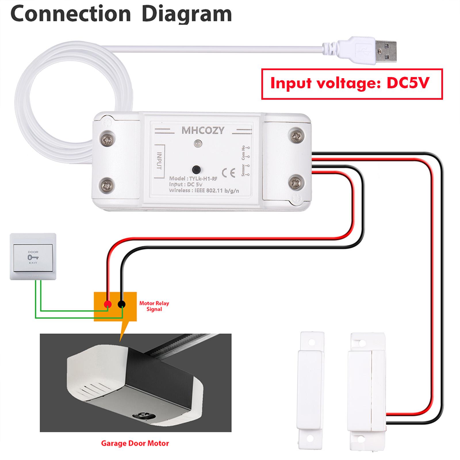 WIFI Intelligent Garage Door Opener Controller Lift Switch Mobile Phone APP Remote Control Timer Switch Compatible with Amazon Alexa and Google Home, IFTTT for Voice Control