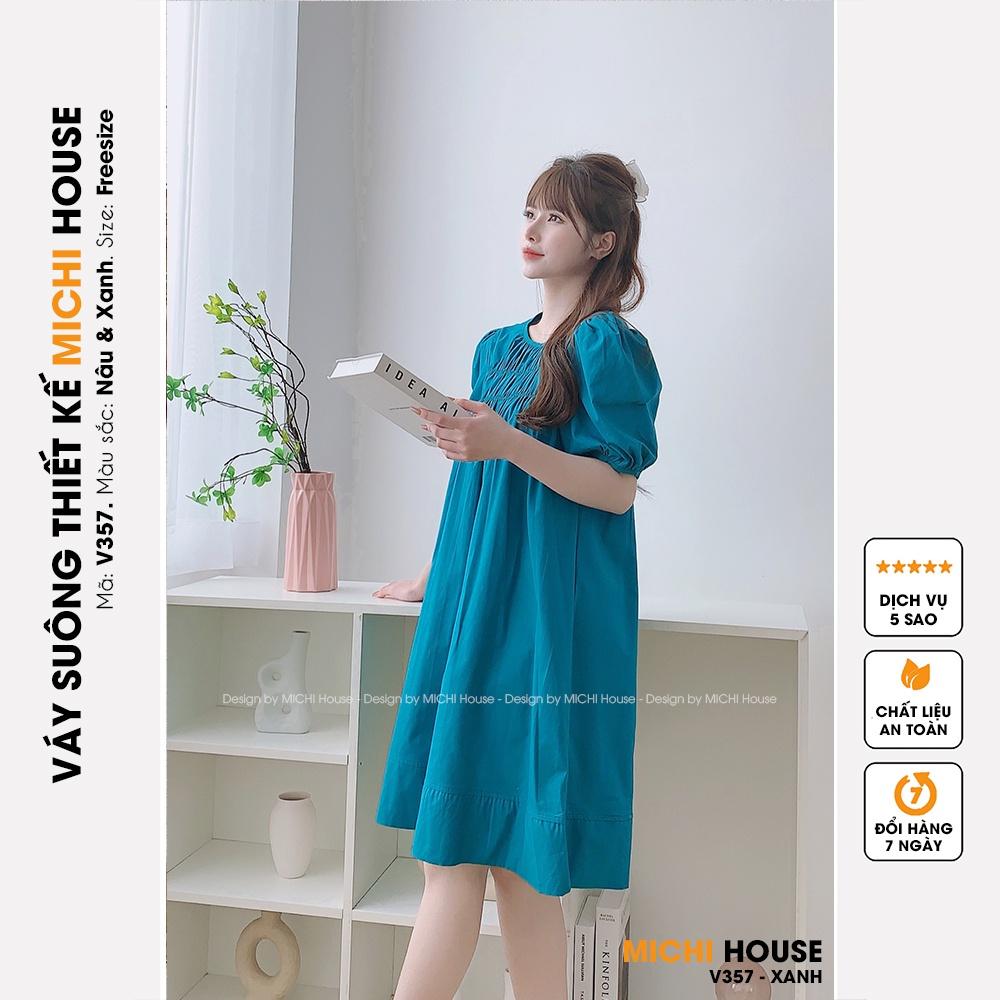 Váy Suông Ngực Xếp Ly MICHI House V357 Đầm Xuông Thiết Kế Vải Thô Mặc Hè Mát Mềm