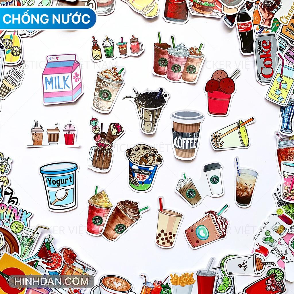 Sticker Đồ Uống - Drinks - Dán Trang Trí - Chất Liệu PVC Cán Màng Chất Lượng Cao Chống Nước, Chống Nắng, Không Bong Tróc Phai Màu