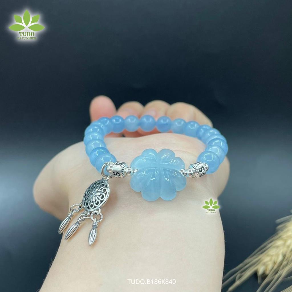 Vòng Tay Nữ Đẹp - Vòng Phong Thủy Mệnh Thủy Mộc TUDO B186K840 VCBAQUA Charm Cỏ 4 Lá May Mắn, Charm Bạc Dreamcatcher