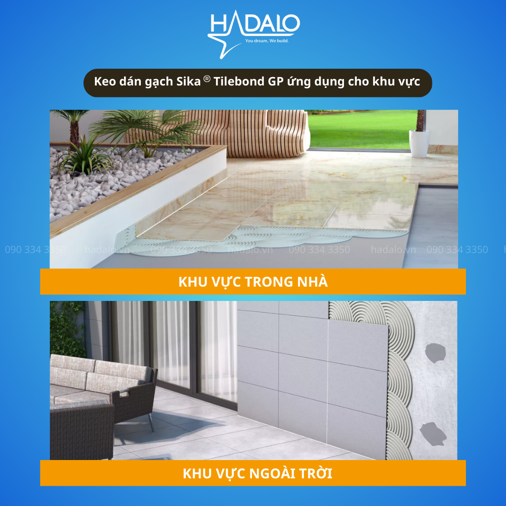 Keo dán gạch Sika Tilebond GP – Keo dán gạch ceramic, gạch đồng chất, khu vực nội thất – 5kg