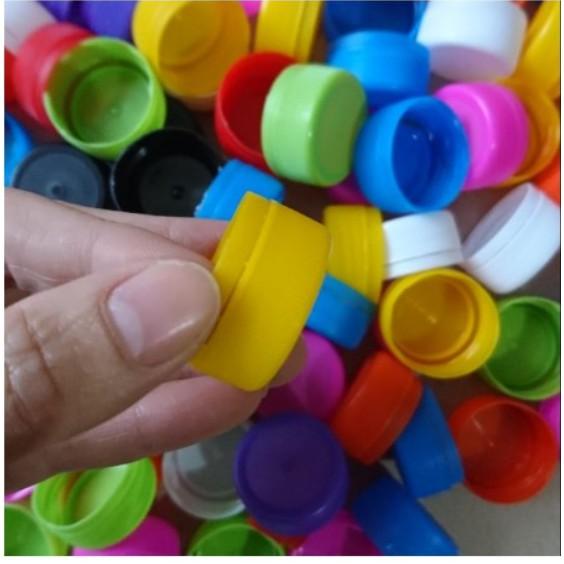 Túi 100 nút chai nắp chai nhựa màu sắc trang trí thủ công