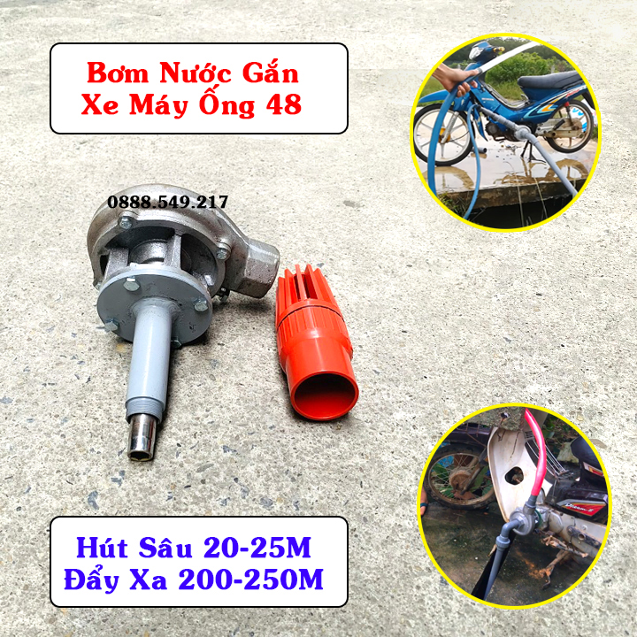 Bơm Nước Gắn Xe Máy Chuyên Hút Sâu Đẩy Xa Loại Ống 48