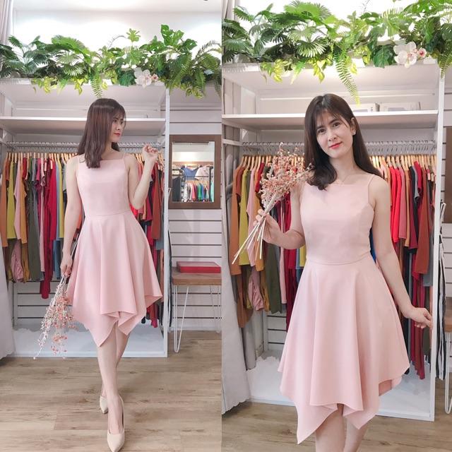 F479 Đầm TK 2 dây tà lệch nhiều tầng