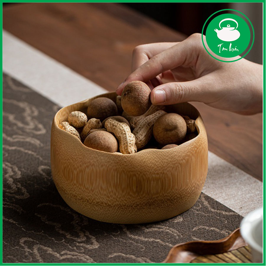 Bát gỗ tre tự nhiên đựng đồ khô , hoa quả trên bàn trà