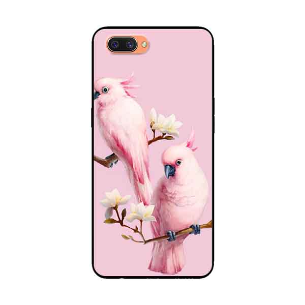 Ốp Lưng Dành Cho Oppo A12e mẫu Chim Vẹt Nền Hồng - Hàng Chính Hãng