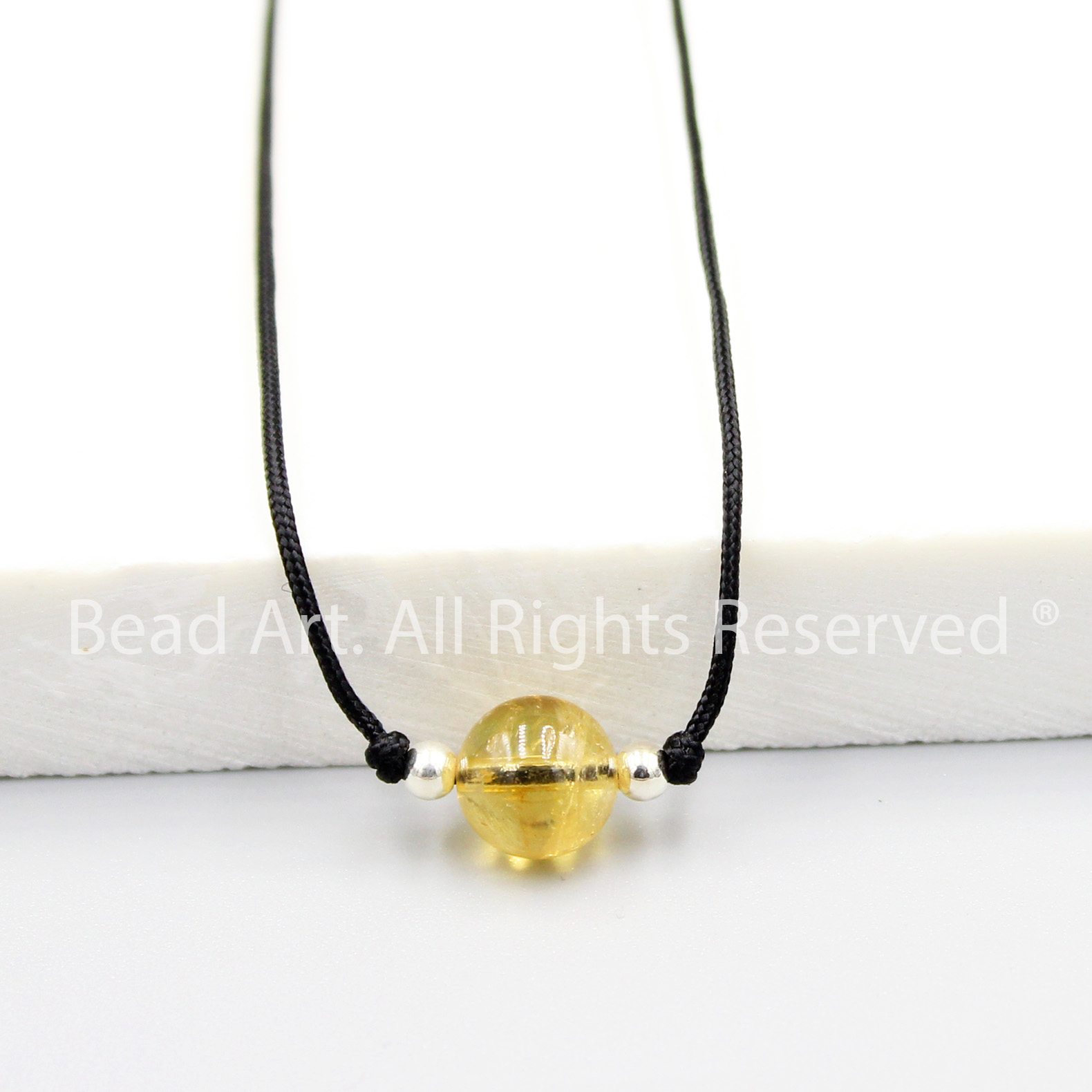Vòng Cổ 8MM Đá Thạch Anh Vàng, Citrine Tự Nhiên Loại AAA, Dây Chuyền, Trang Sức Phong Thuỷ, Mệnh Thổ, Mệnh Kim - Bead Art