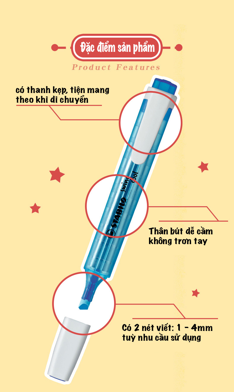 Hộp 10 bút dạ quang STABILO swing cool 275