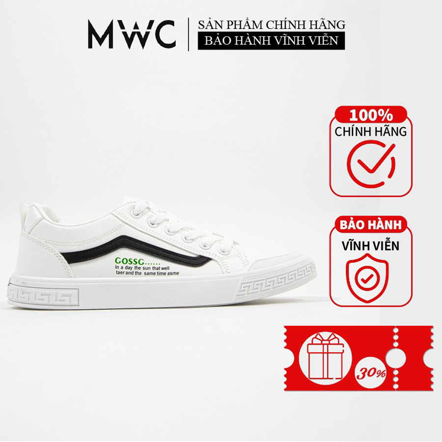 Giày Thể Thao Nam Thời Trang MWC Sneaker Da Đế Thấp Phong Cách Trẻ Trung Năng Động Màu Đen Trắng Kem NATT - 5351