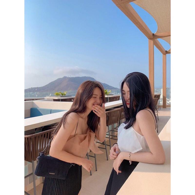 (ẢNH THẬT) Áo 2 dây nơ to có 2 màu freesize