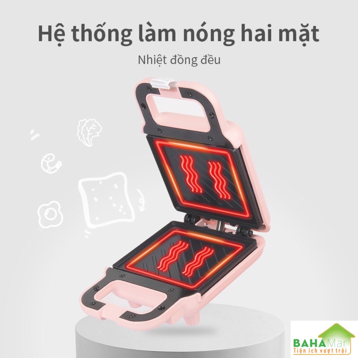 MÁY ĐA NĂNG CHỐNG DÍNH LÀM NÓNG 2 MẶT NƯỚNG BÁNH SANDWICH, TRỨNG, BÍT TẾT,… "BAHAMAR" để có bữa sáng chất lượng chỉ mất có 5 phút