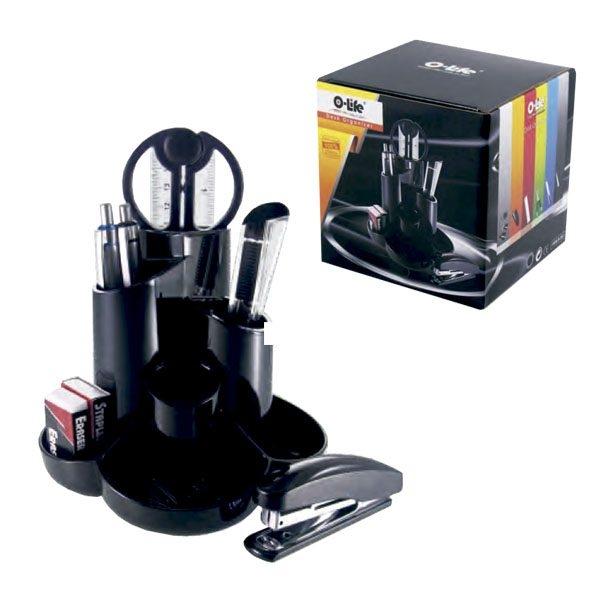 Cắm Bút Văn Phòng Hình Trụ Đa Năng Olife S-357E - Màu Đen