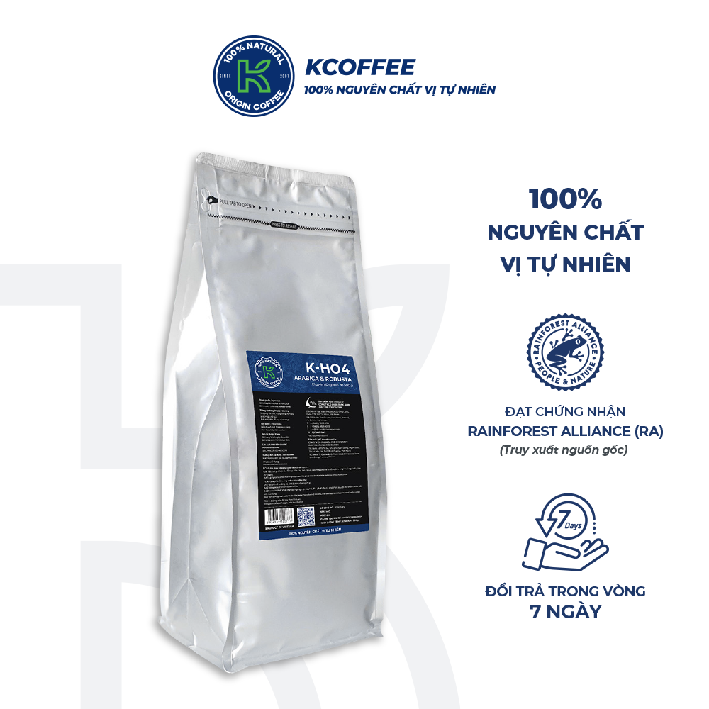 Cà phê hạt rang K Coffee 100% Robusta Arabica nguyên chất cà phê đậm vị K-HO4 (500g/Túi)