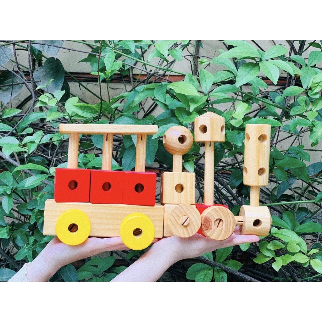 Đồ chơi xếp hình xây dựng 51 chi tiết gỗ cao cấp, đồ chơi lắp ghép sáng tạo các mô hình thông minh cho Bé