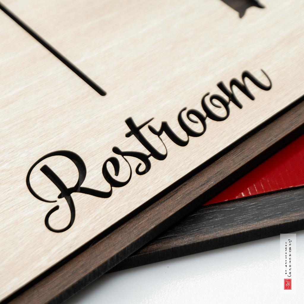 Bảng restroom vintage gỗ dán phòng vệ sinh SAN-TL02