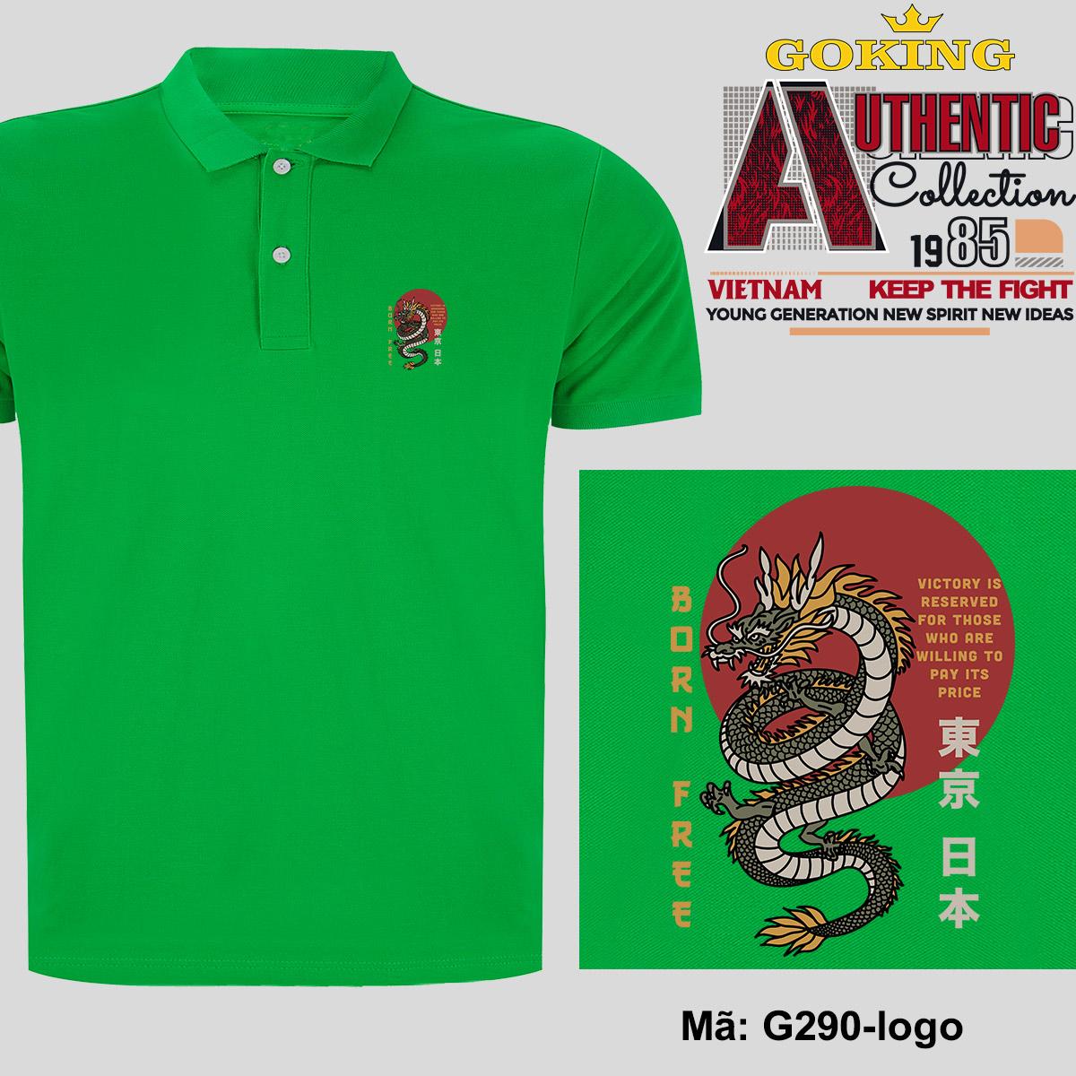 BORN FREE, mã G290-logo. Áo thun polo nam nữ, form unisex. Áo phông cổ trụ Goking, vải cá sấu 3D, công nghệ chống nhăn Nhật Bản