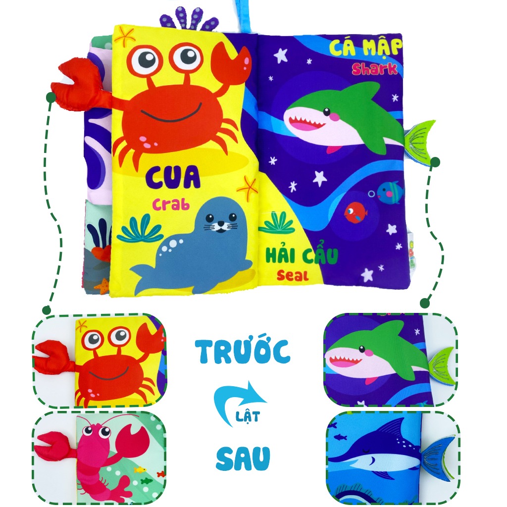 Đồ Chơi Giáo Dục Sớm Sách Vải Tương Tác Song Ngữ - Đoán Đuôi Con Vật - Pipo Vietnam