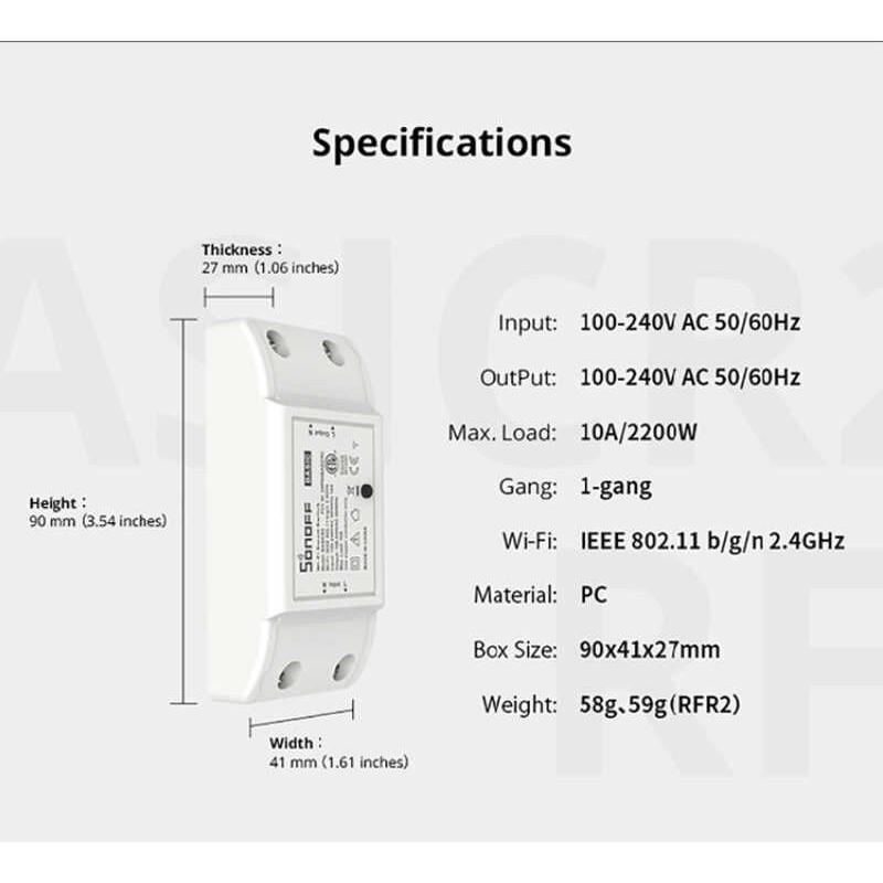 Công Tắc Sonoff Basic R2 Điều Khiển Từ Xa Qua Wifi