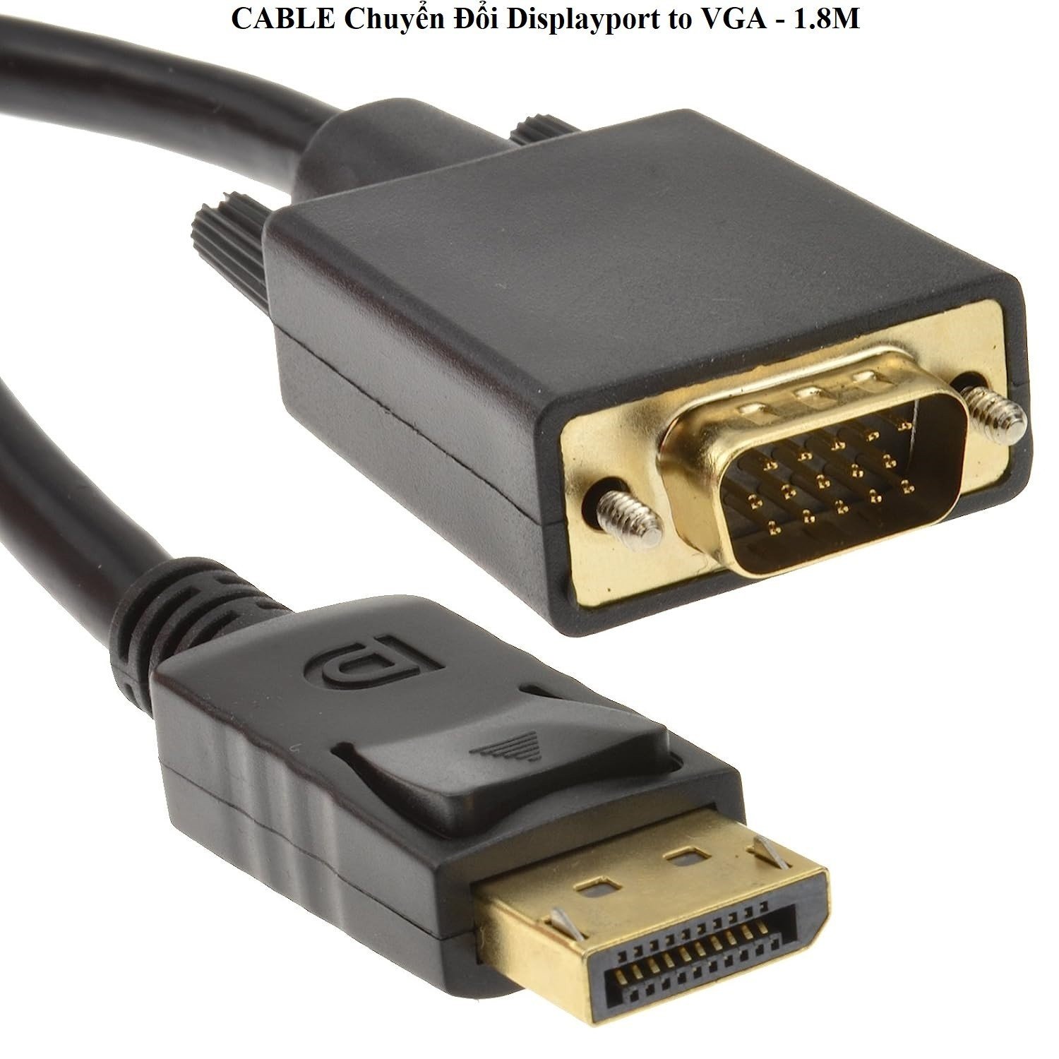 Cáp Chuyển Đổi Displayport to VGA Dài 1.8m (2 đầu chân cắm thuần đồng) siêu nhỏ gọn-HT