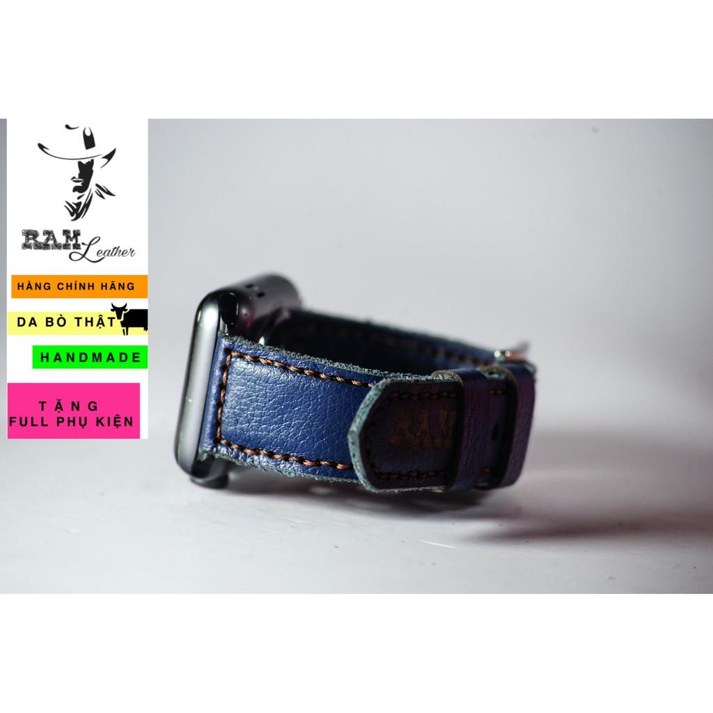 Dây đồng hồ RAM Leather da bò thật xanh navy - RAM classic 1958 -