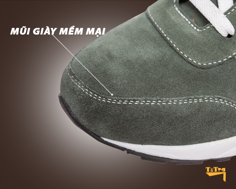 Giày Độn Nam Siêu Nhẹ T&TRA Tăng Cao 8Cm- T21 Xanh Rêu - Chất Liệu Da Bò Cao Cấp, Đế và Lót Tăng Cao Chất Liệu EVA Siêu Nhẹ, Trọng Lượng Nhẹ Hơn 30% So Với Đế Cao Su