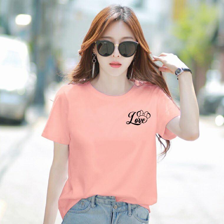Áo thun nữ MXM cổ tròn form rộng in chữ Love thun cotton 4 chiều từ 45-60kg