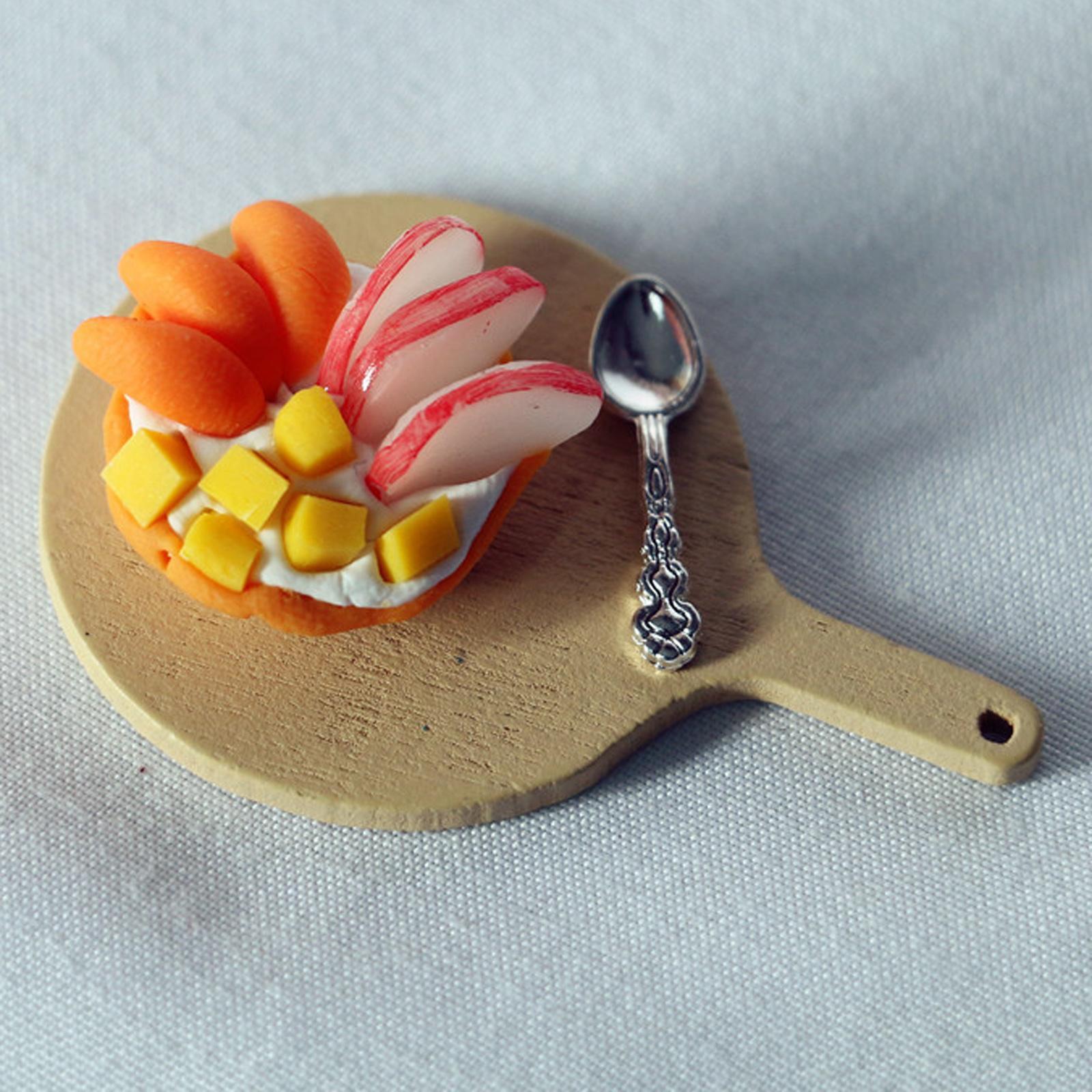 Miniature 1:12 Dollhouse Food Set Spoon with Tray Tiny Food for Pretend Play
