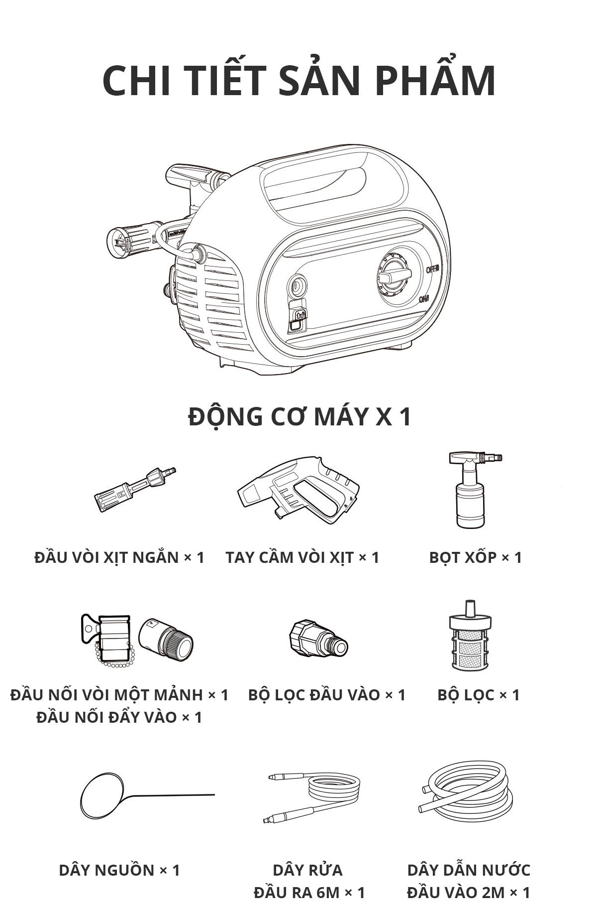 Máy Rửa Xe Mini Deli Công Suất Lớn - Tiết Kiệm Điện Năng, Phun Rửa Đa Năng - DL882201