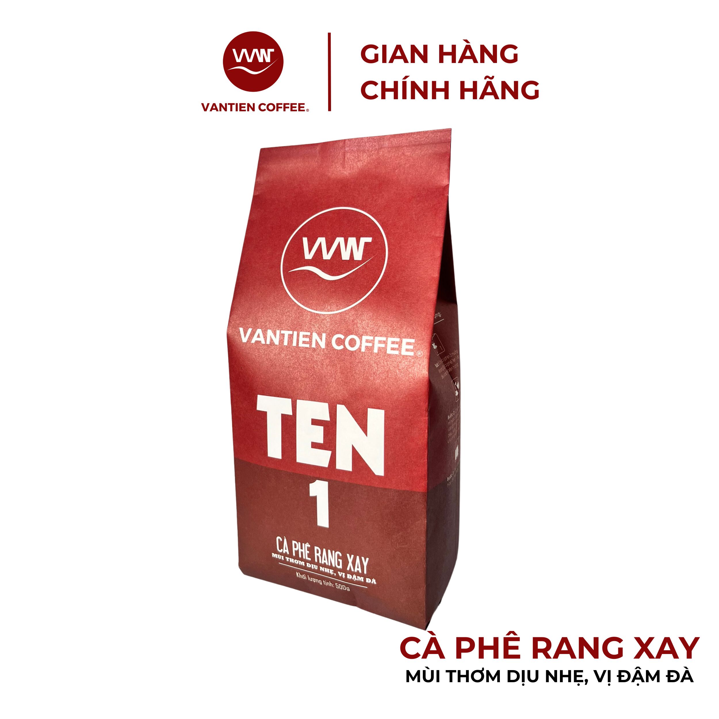 Combo 2 gói Cà phê rang xay Vantien Coffee Ten 1 mùi thơm dịu nhẹ, vị đậm đà 500g/gói