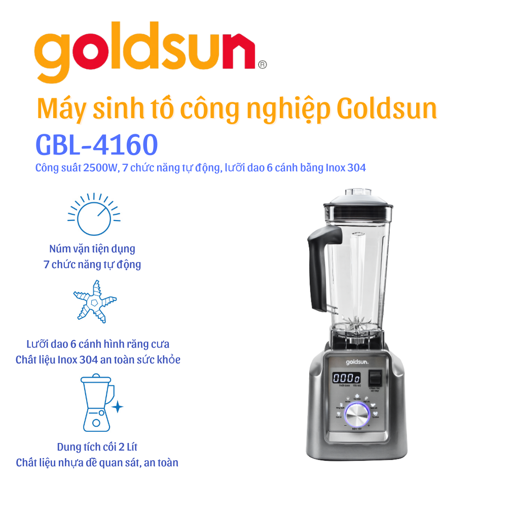 Máy xay sinh tố tốc độ cao Goldsun GBL4160 (2L) Hàng chính hãng