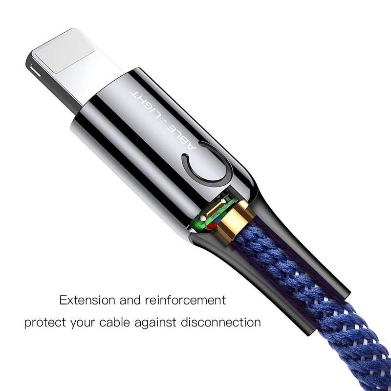 Cáp sạc iPhone Baseus C-shaped Light Intelligent power-off Cable Blue CALCD-03 - Hàng chính hãng