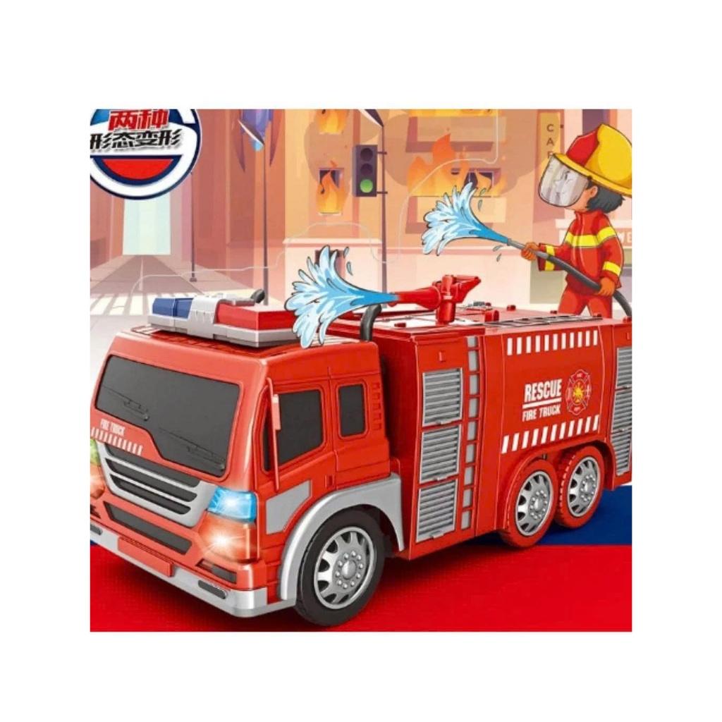 Đồ chơi Xe cứu hỏa biến hình Robot, có đèn và tiếng nhạc của xe cứu hỏa vui nhộn cho bé