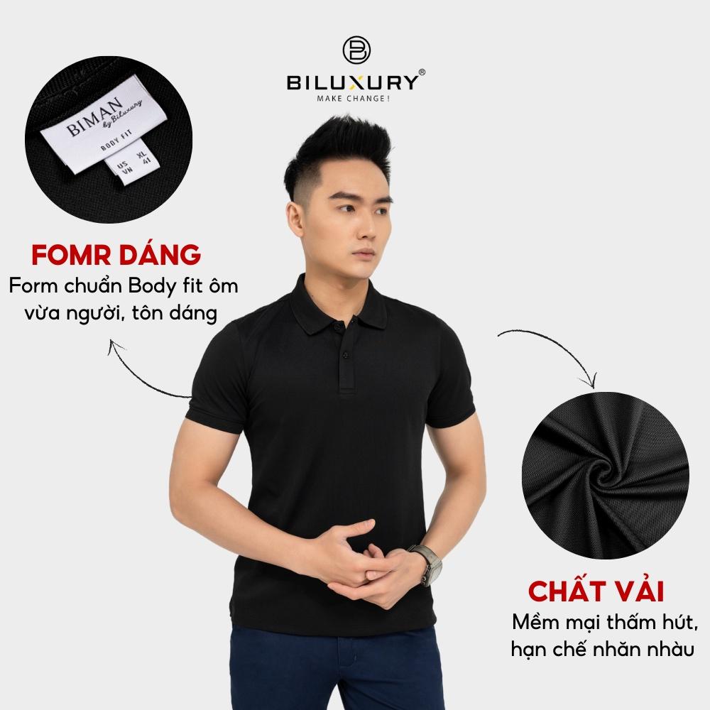 Áo polo nam Chính Hãng Biman by Biluxury ,Chất Vải Coolmax Cao Cấp Siêu Mềm Thoáng Mát Không Nhăn 5APCB011DEN